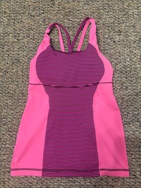 Lululemon Pink and Purple Striped Athletic Tank